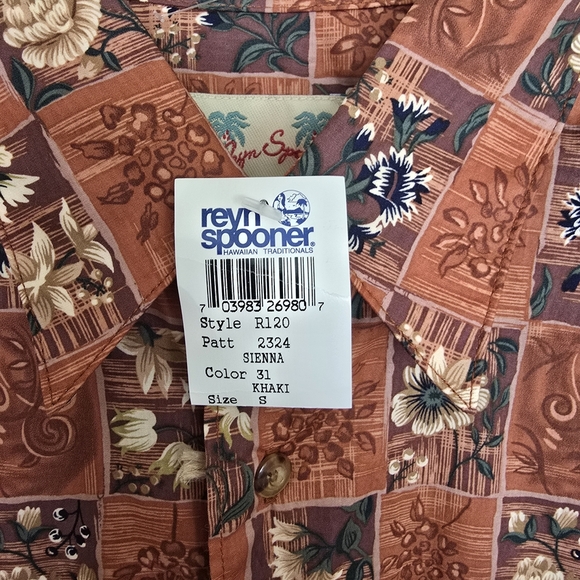 NWT Reyn Spooner Sienna Rust Khaki Tropical Floral Men's Casual Hawaiian Shirt - Picture 2 of 3